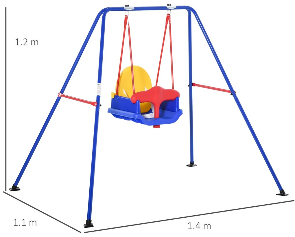 Leagan metalic pentru copii Outsunny rezistet la intemperii 140x110x120 cm, albastru | Aosom Romania