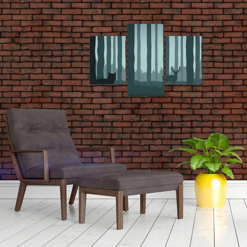 Tablou - Cerb cu lup pe stânci (90x60 cm)