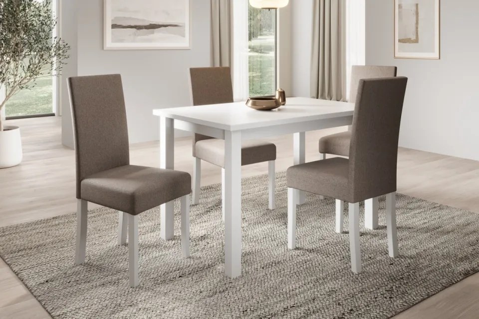 Scaun tapitat, din lemn, Nola II, ADRK Furniture (Culoare: Alb / Opium 20)