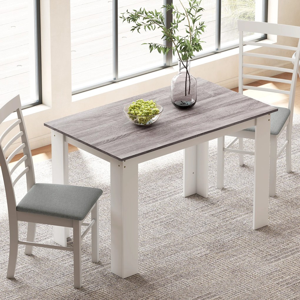 HOMCOM Masă Modernă de Dining pentru 4-6 Persoane 120x69x75 cm Gri și Alb | Aosom Romania