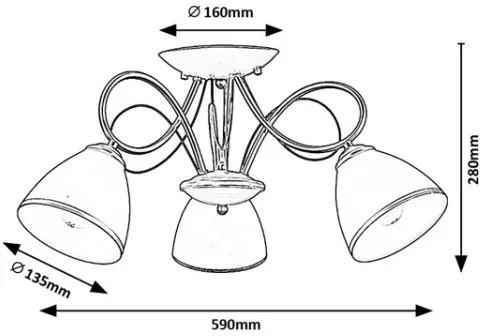 Brilagi - Lustru aplicat FRED 3xE27/60W/230V Ø 59 cm auriu