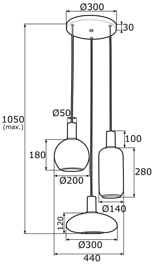 Lustra cu 3 Pendule design modern SAGUNTO