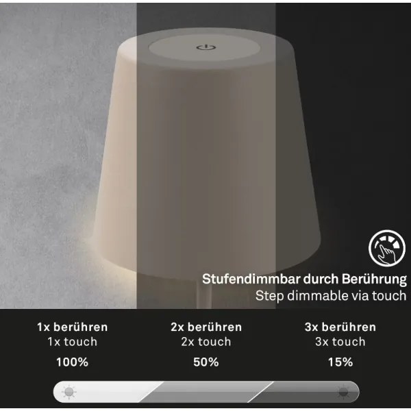 Briloner 7508011 - Lampă de birou LED reîncărcabilă cu dimmer LED/2,5W/5V IP44 bej