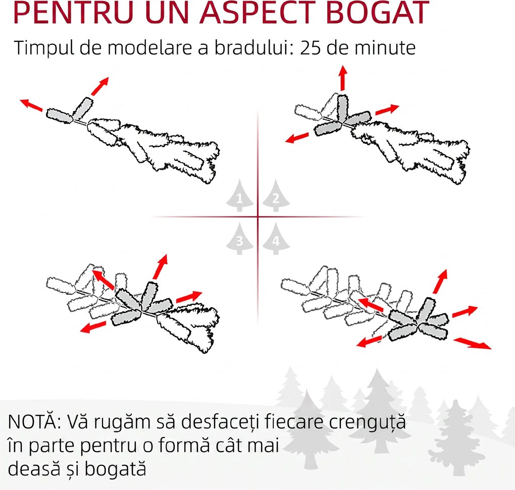 HOMCOM Pom de Crăciun Artificial Acoperit cu Zăpadă, Pom de Crăciun Îngust cu Bază Pliabilă, Ø65x180 cm, Verde | Aosom Romania