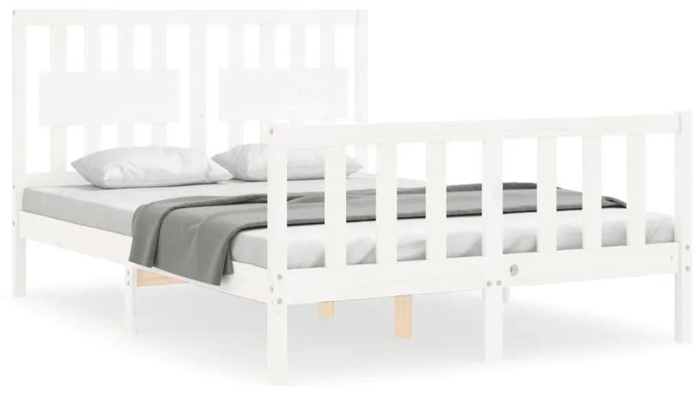 3192422 vidaXL Cadru de pat cu tăblie, alb, 120x200 cm, lemn masiv