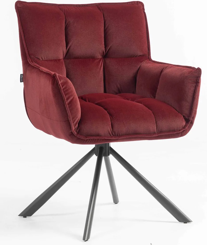 HR560 BAZĂ STEA Scaun Catifea Bordo Merlot cu Bază Neagră