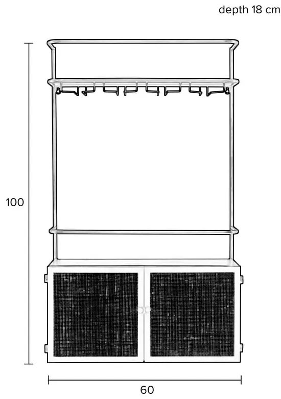 Dulap vinotecă din ratan negru 18x100 cm Guuji - White Label