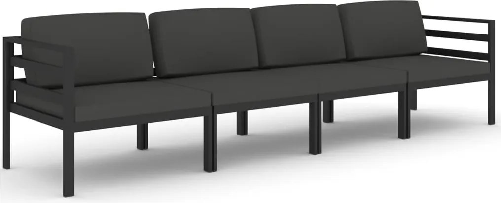 vidaXL Set mobilier de grădină cu perne, 4 piese, antracit, aluminiu