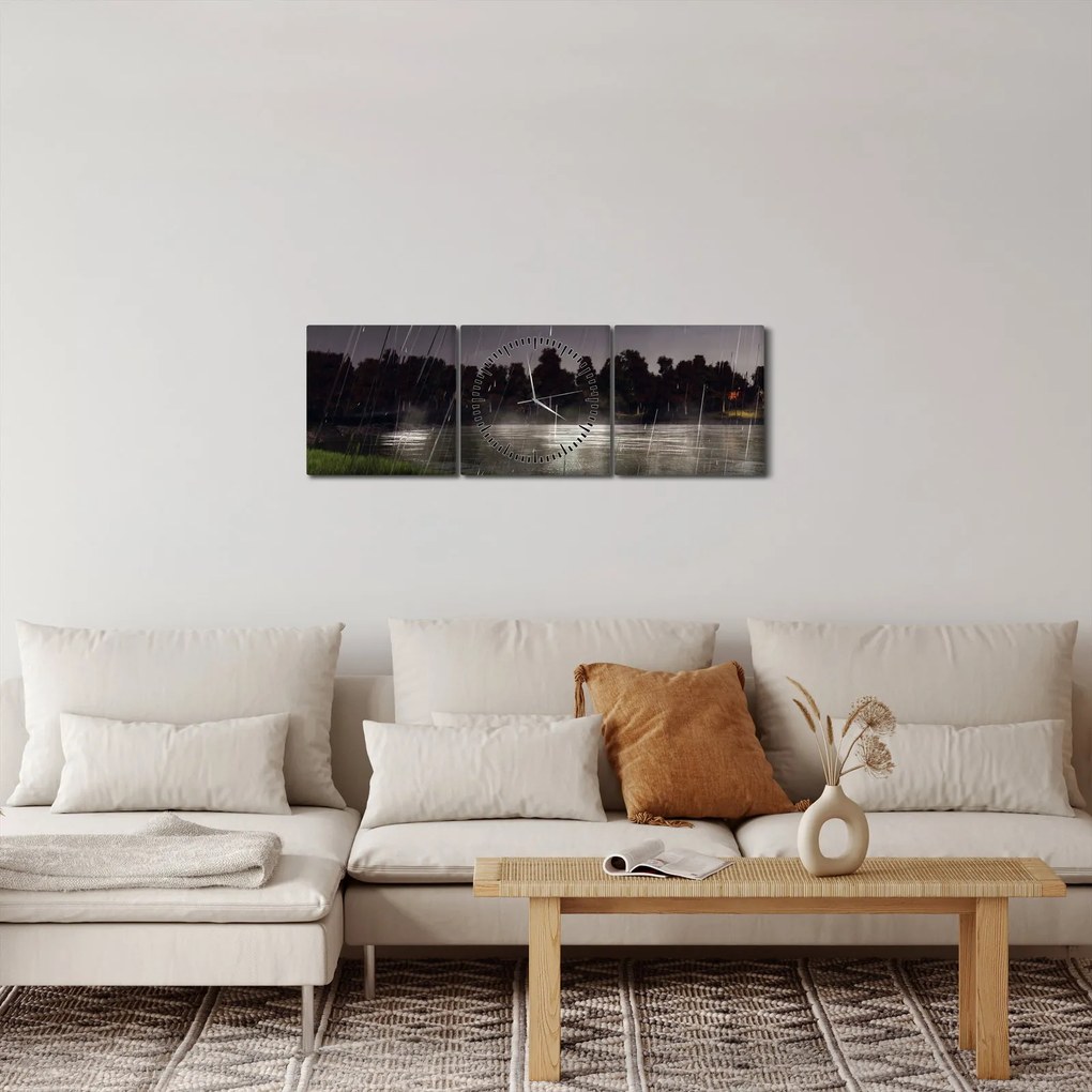 Tablou - Seara ploioasă (cu ceas) (90x30 cm)