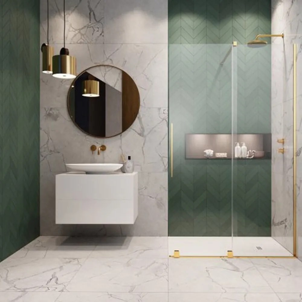 Paravan de dus tip Walk-in Radaway Furo auriu-transparent 150 cm sticla securizata 8 mm dreapta