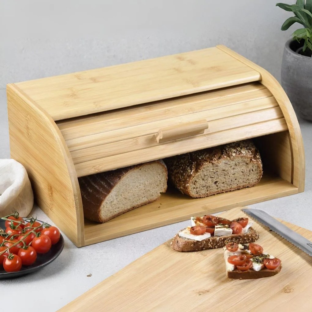 Cutie pentru pâine Kesper 58582 cu capac rulantdin bambus 40 x 17 x 27 cm
