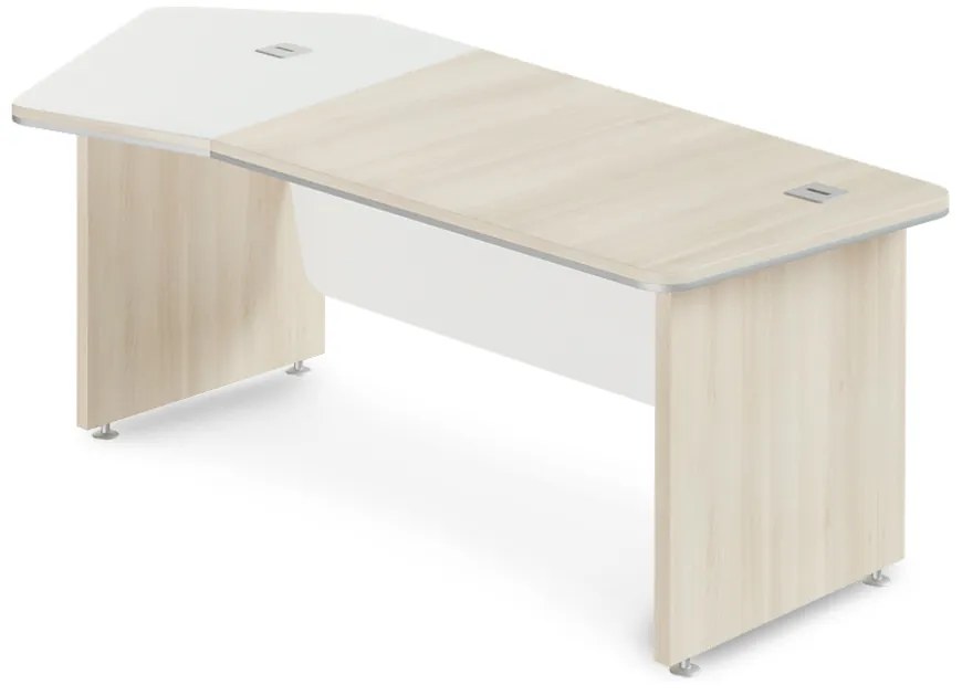 Birou de colț TopOffice Premium 227,1 x 109,6 cm, stânga, salcâm deschis / alb