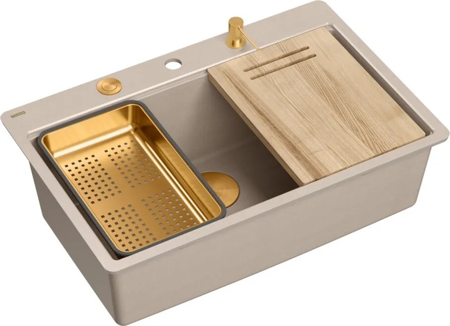 Statie de lucru incastrata Quadron Unique Marc 110 finisaj bej perlat - cupru 75x49 cm