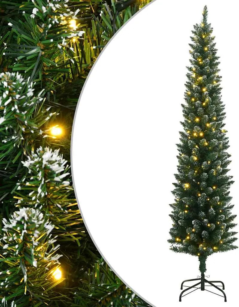 vidaXL Brad Crăciun artificial subțire cu 300 LED-uri, 210 cm