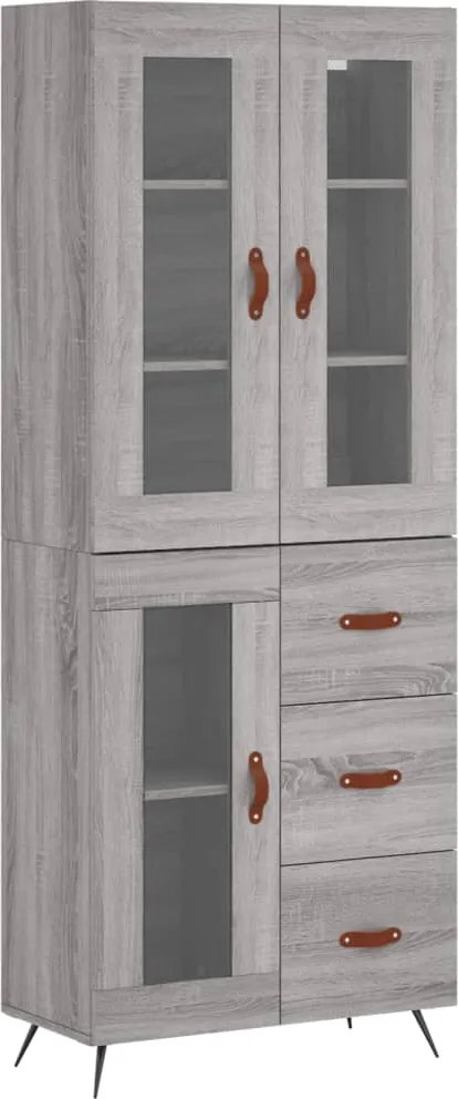 vidaXL Dulap înalt, gri sonoma, 69,5x34x180 cm, lemn compozit
