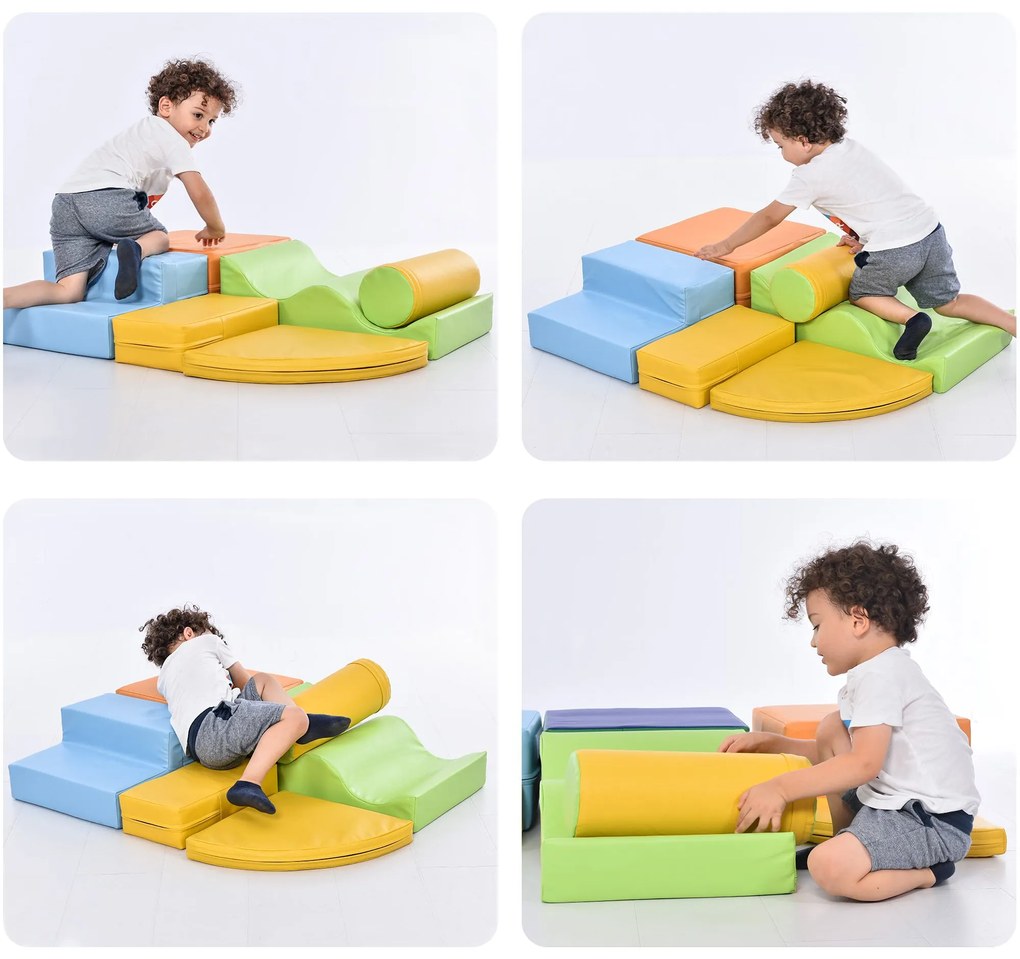 Set de 6 blocuri mari pentru joacă și cățărat, Multicolor | Aosom Romania