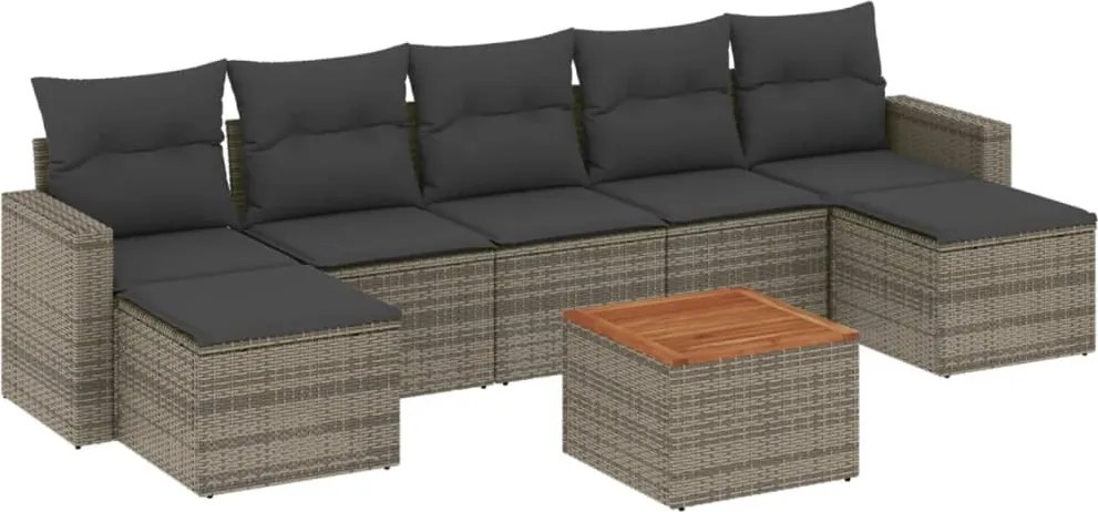 vidaXL Set canapele de grădină cu perne, 8 piese, gri, poliratan