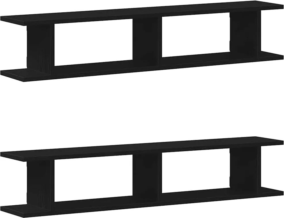 vidaXL Rafturi de perete 2 buc Stejar negru 105x18x2 cm Lemn prelucrat