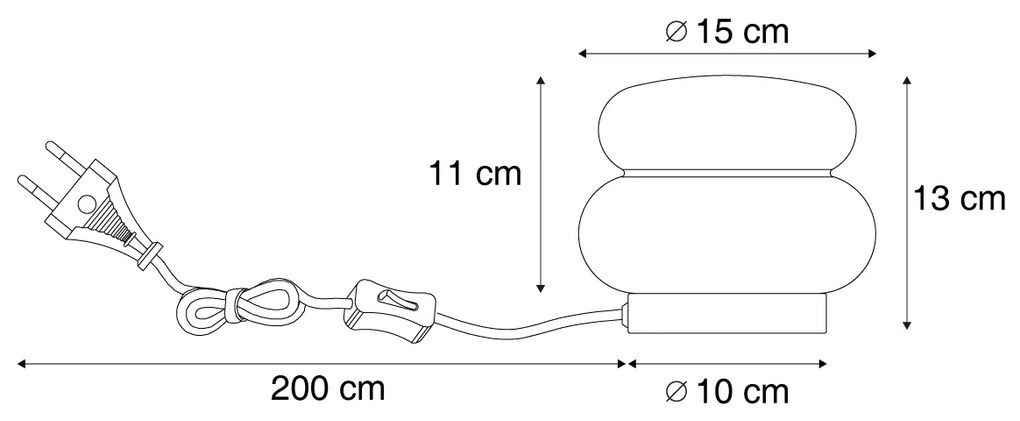 Lampă de masă Japandi bej cu sticlă opal 15cm - Miele