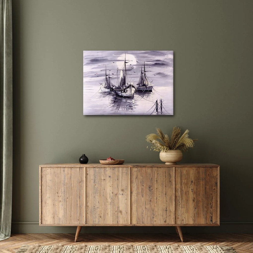 Tablou - Port marin, pictură în ulei (70x50 cm)