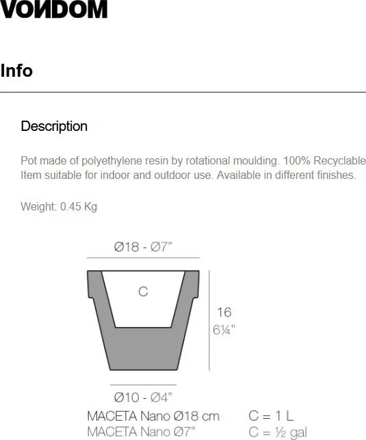 Ghiveci plante design decorativ modern interior / exterior PLANTER mini 18x16cm