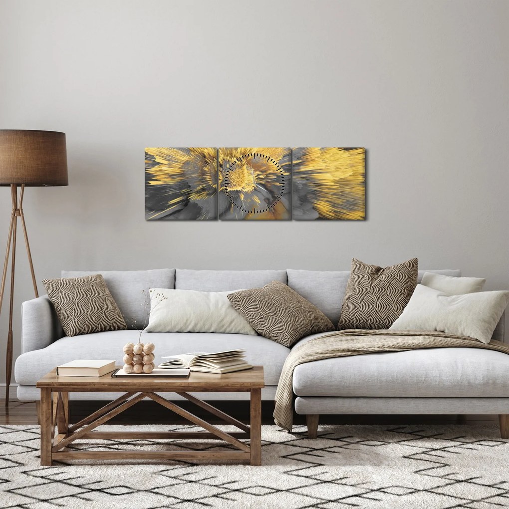 Tablou - Expansiunea aurului (cu ceas) (90x30 cm)