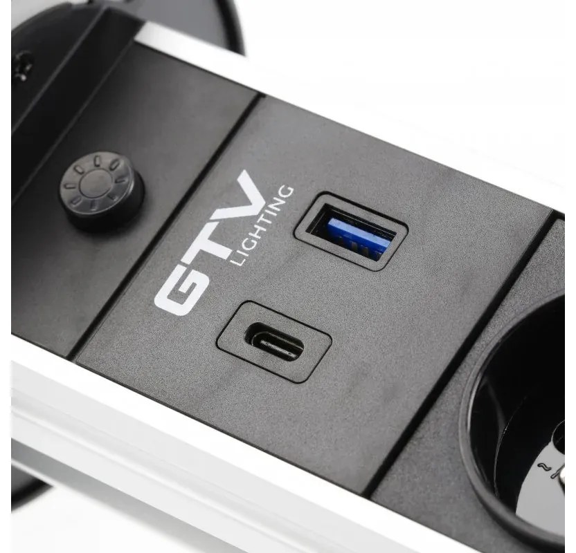 Priza incastrabila model CAMINO, 2 iesiri Schuko, 1xInductie 10W, 1xUSB-A, 1XUSB-C, finisaj negru