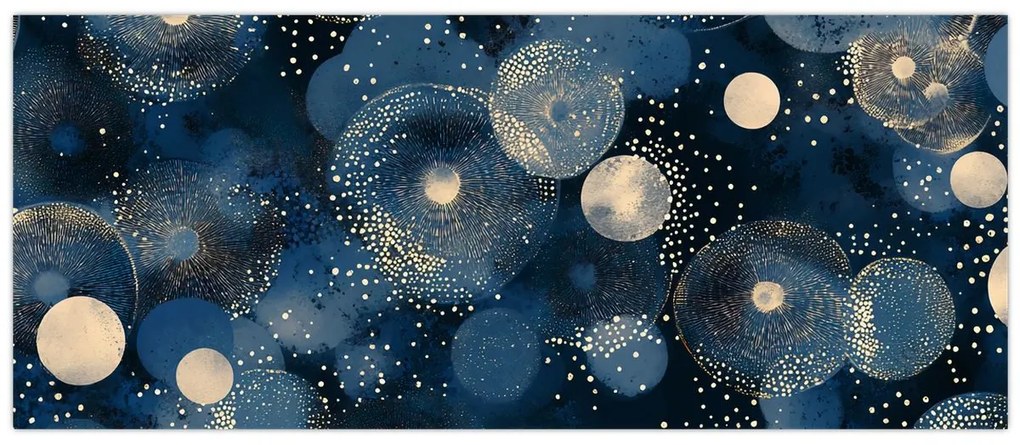 Tablou - Inele Albastru-Aurii (120x50 cm)