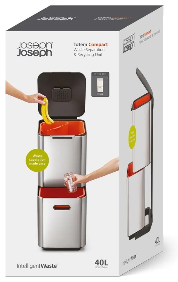 Coș pentru sortarea deșeurilor Joseph Joseph Totem Max, 40 l, crem