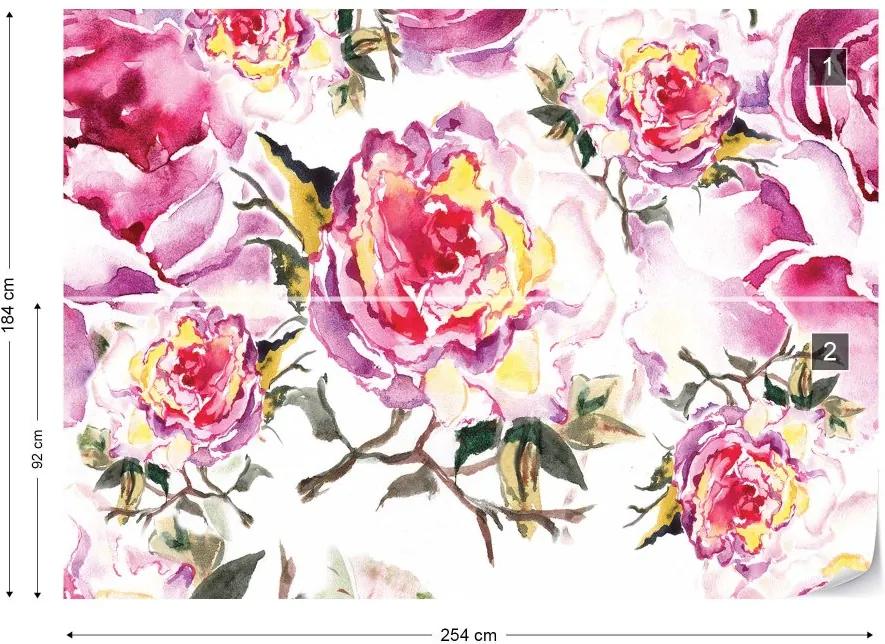 GLIX Fototapet - Vintage Flowers Vliesová tapeta  - 254x184 cm