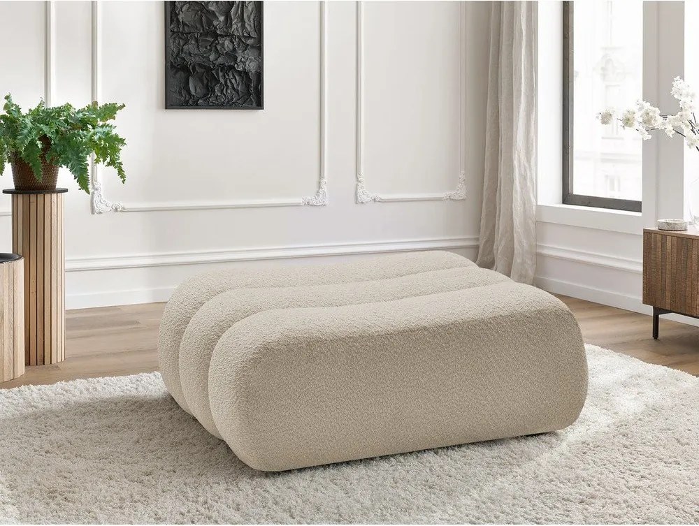 Taburet bej cu tapițerie din țesătură bouclé Azra – Bobochic Paris