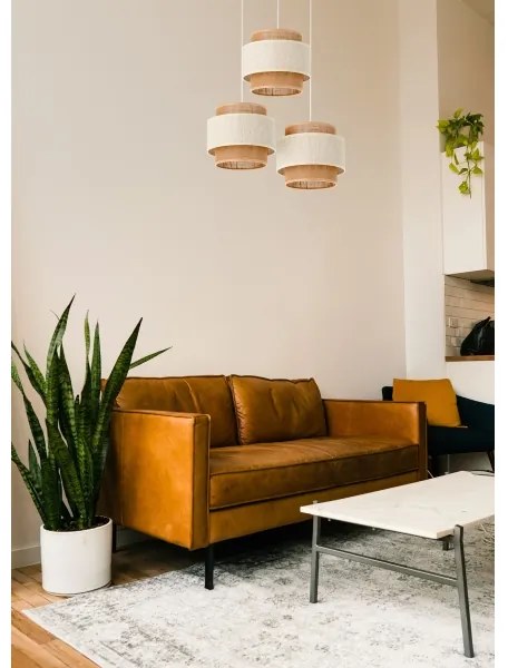 Lustră pe cablu BOHO 3xE27/60W/230V crem/iută