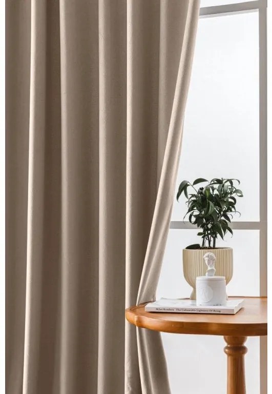 Perdea opaca bej deschis VELVET 140x250 cm Agatat: Inele metalice