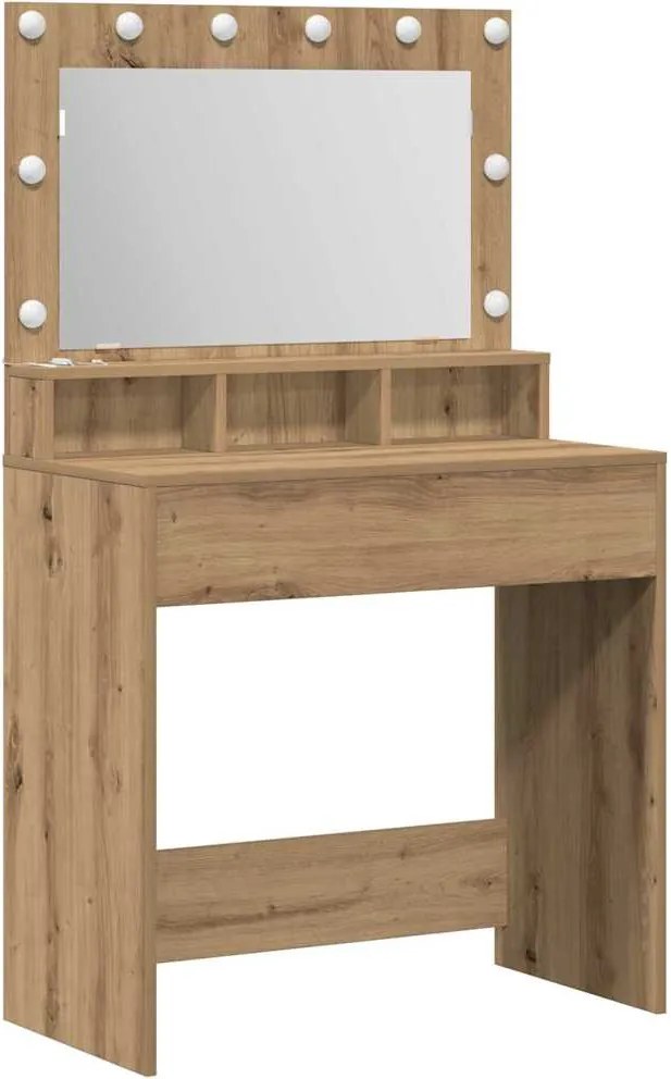 vidaXL Masă de Machiaj cu raft Stejar Artizanal 75,5 x 41 x 135 cm