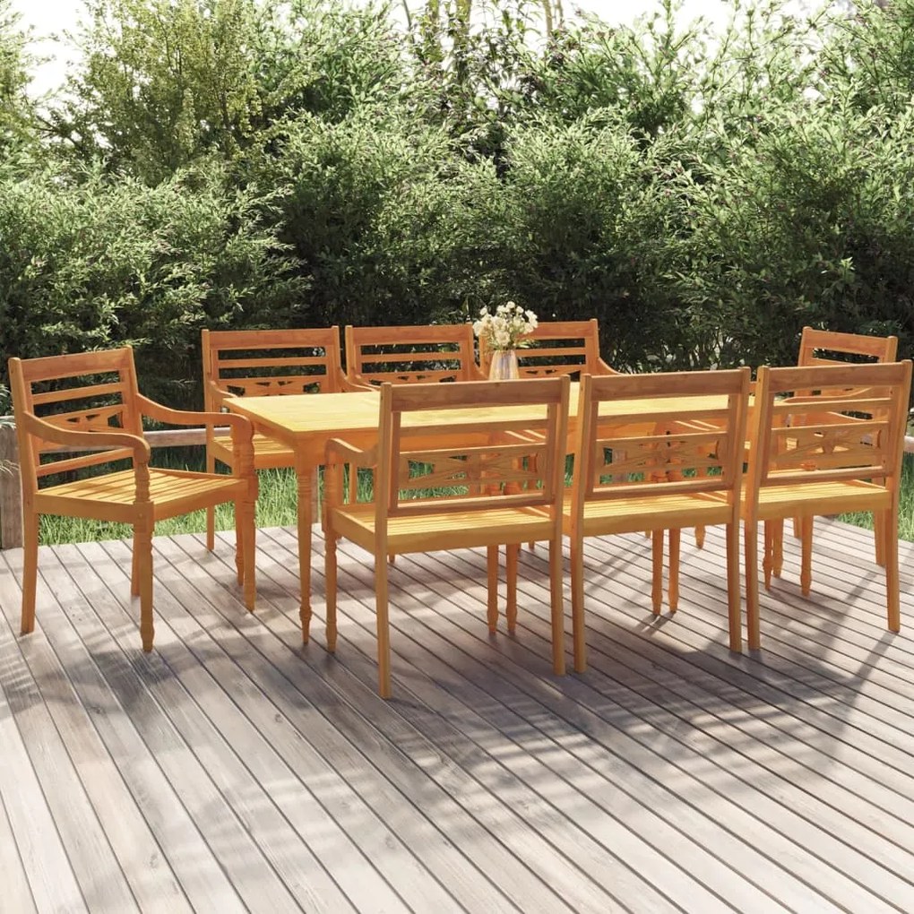 3100794 vidaXL Set mobilier de grădină, 9 piese, lemn masiv de tec
