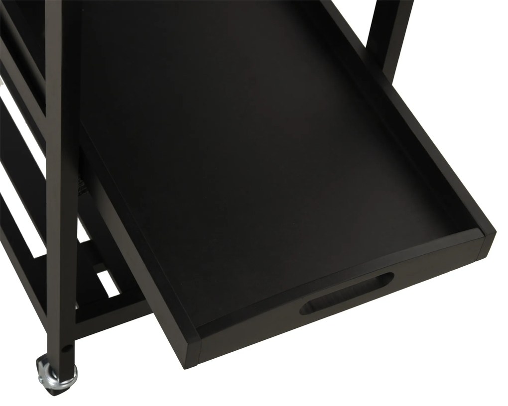 HOMCOM Carucior de Servire, carucior pentru bucatarie cu raft pentru sticle, 60L x 40l x 85h cm, blat din inox, negru | Aosom Romania