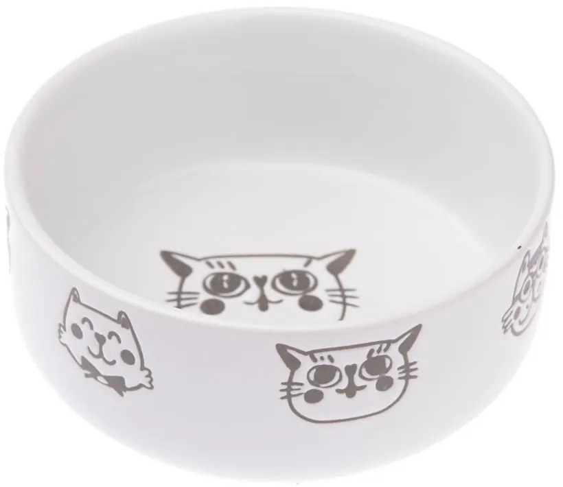 Bol din ceramică pentru pisici Dakls, 300 ml, alb