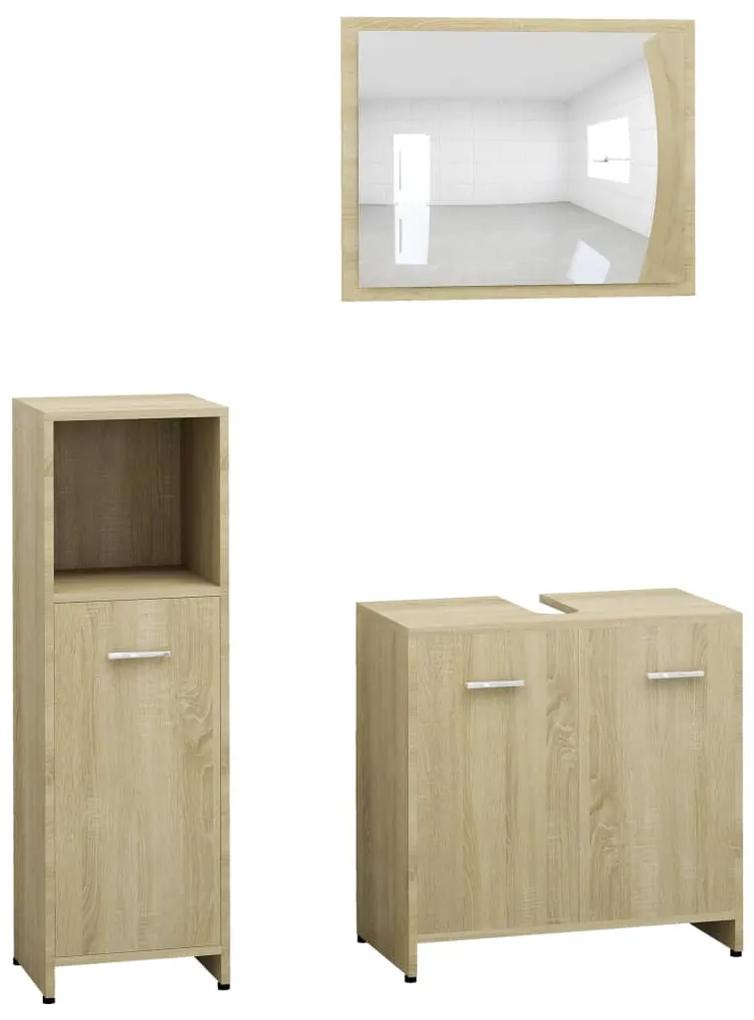 3056910 vidaXL Set mobilier de baie din 3 piese, stejar Sonoma lemn prelucrat