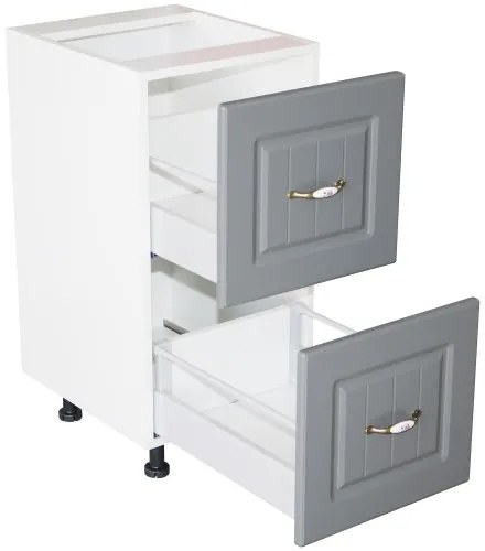 Corp inferior 40 cu 2 sertare metalice pentru greutate Zebra MDF gri dungi
