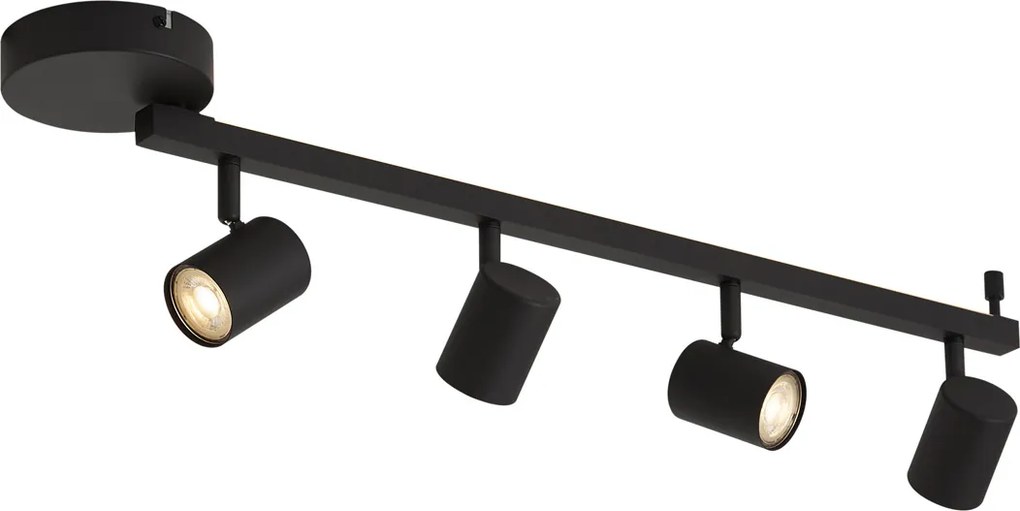 Spot de tavan modern negru cu 4 lumini GU10 50mm, inclusiv iluminare de fundal și întrerupător cu 3 căi - Back Up