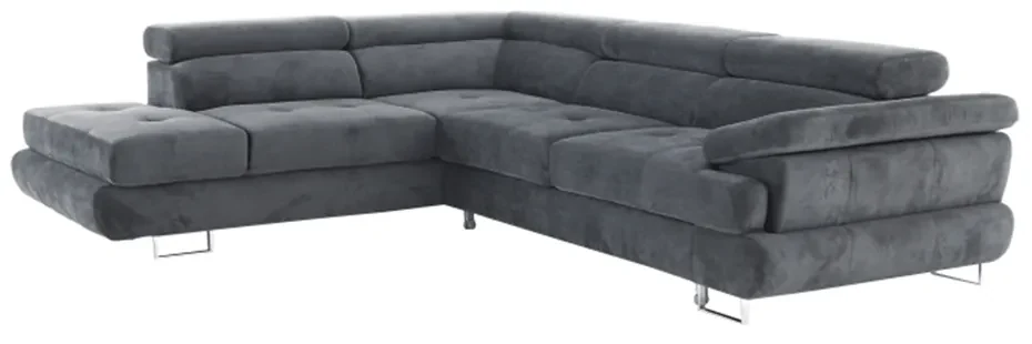 Colţar, material textil, gri, model stânga, BUTON P
