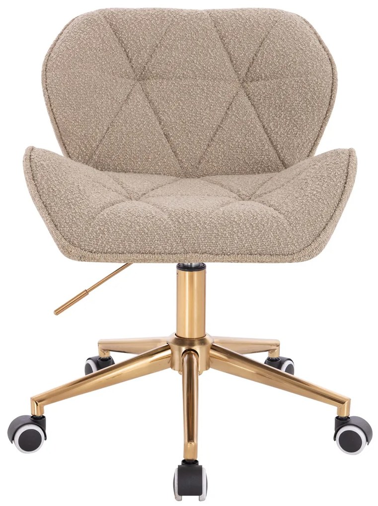 HR111K Scaun Latte Boucle cu Bază Aurie