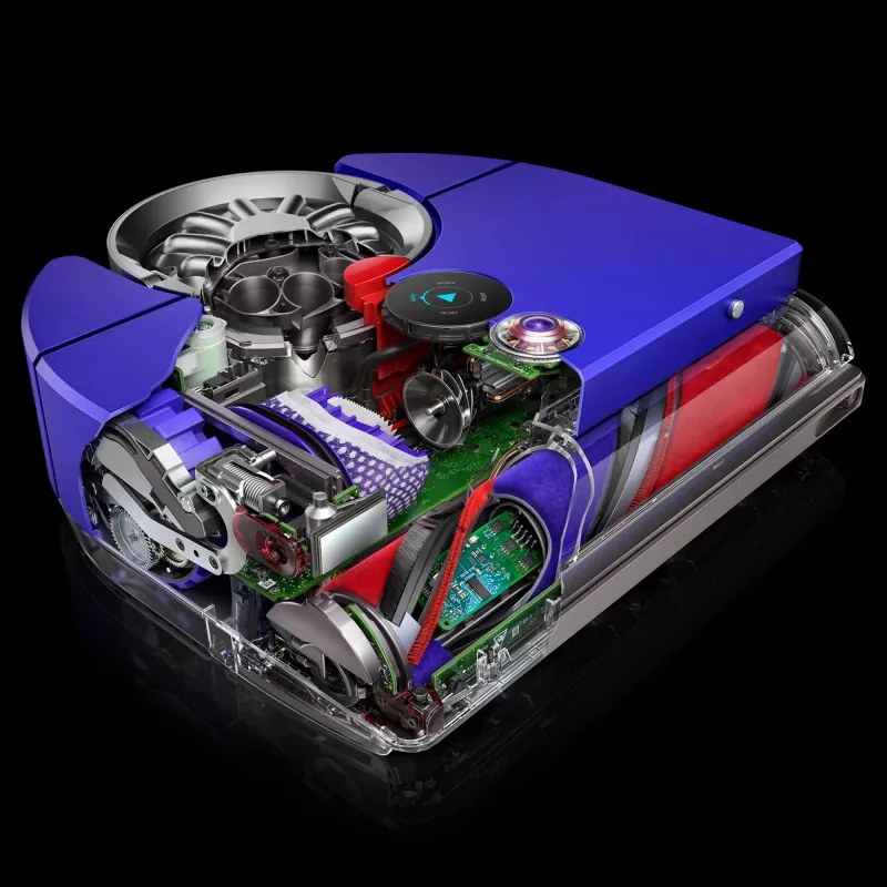Aspirator robot Aspirator Dyson 360 Vis Nav, 65 AW, 22000 Pa, 110000 rpm, 4 moduri, Navigare vizuală 360°, Hyperdymium, Profil redus, Albastru/Nickel