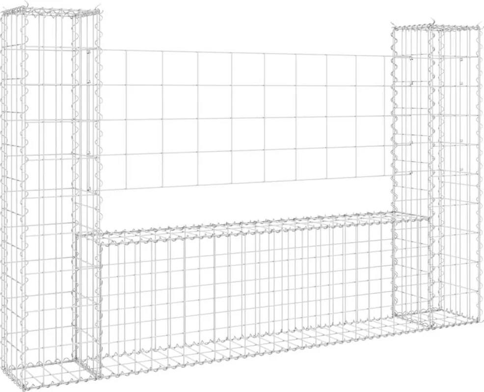 vidaXL Coș de gabion în formă de U, 2 stâlpi, 140x20x100 cm, fier