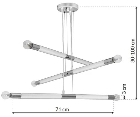Lustră pe cablu BASTONE WHITE 6xE14/40W/230V