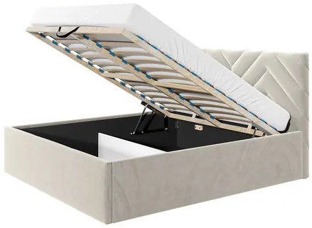Pat matrimonial 140 cm Mengalora (albastru) (cu somieră) (cu sp. depozitare). Promo -17%. 1104170