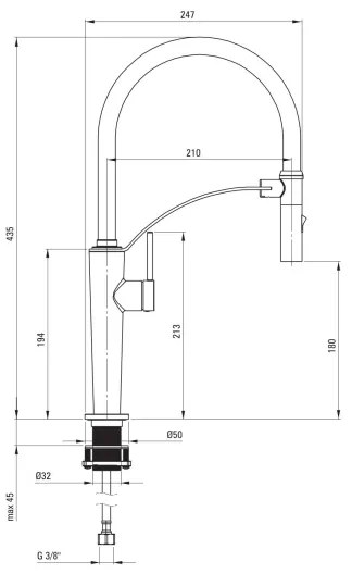 Baterie de chiuvetă cu pipă flexibilă Deante BRC_D72M CORDA titan