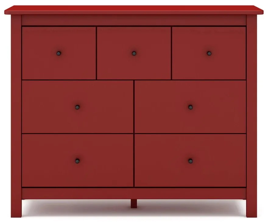 Comodă roșie joasă din lemn de pin 110x80 cm Misti – Marckeric