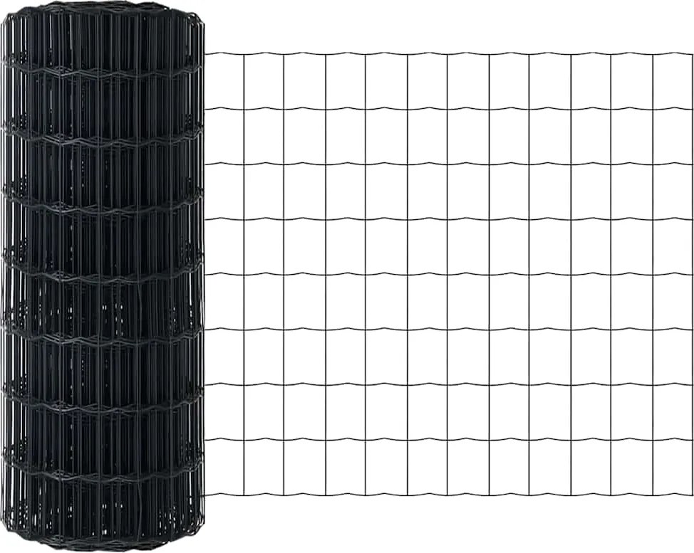 vidaXL Gard Euro Gri 0.6 x 10 m Fier acoperit cu PVC