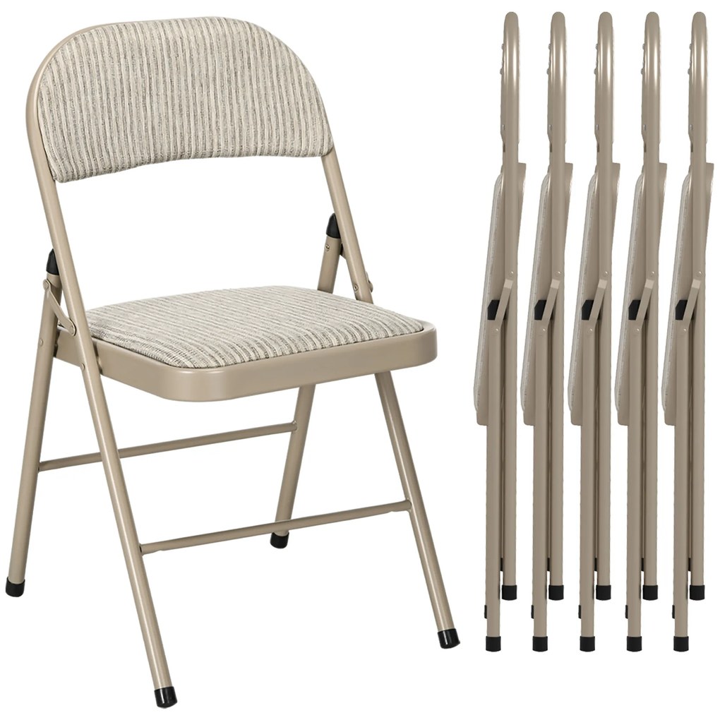 HOMCOM Lot de 6 scaune pliante scaune de bucatarie portabile cadru din otel dim. 45l x 46P x 78H cm bej | Aosom Romania